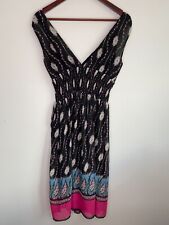 Vestido feminino JV Selection tamanho 8 preto rosa paisley sem mangas gola V franzido comprar usado  Enviando para Brazil