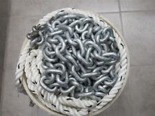 5/8" x 200' 3 Strand Nylon Rope , 3/8" x 20' Galvanized Chain Boat Anchor  for sale  Shipping to South Africa