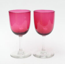 CRANBERRY GLASS - TWO Wine Glasses - Vintage, used for sale  Shipping to South Africa
