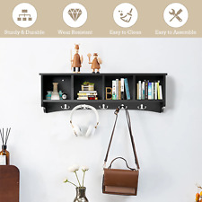 Used, Hanging Entryway Shelf Coat Rack Wall Mounted Storage Cabinets W/5 Dual- Black for sale  Shipping to South Africa