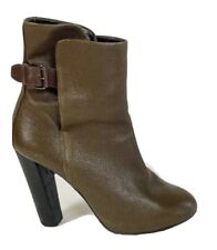 Balenciaga Ankle Bootie Boots Womens Size 37 Brown Leather Buckle Block Heels for sale  Shipping to South Africa