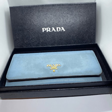 Usado, Auténtica Billetera Larga de Diseño Prada Azul Saffiano con Caja Original segunda mano  Embacar hacia Argentina