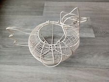 Wire Chicken Egg Basket White 26 cm with Carry Handles Retro Kitchen Egg Storage for sale  Shipping to South Africa