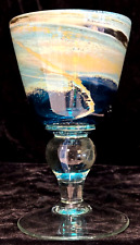 MDINA MALTA GLASS 6 1/2" TAÇA AZUL VERÃO 1978 DESIGN ASSINADO #3 comprar usado  Enviando para Brazil