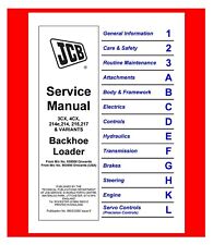 JCB 3CS, 4CX, 214e 214,215,217 & Variants Backhoe Loader Workshop Manual for sale  New York