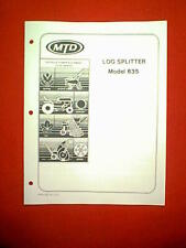 MTD LOG SPLITTER SCREW TYPE MODEL 635 PARTS MANUAL, used for sale  Lehighton