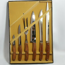 Vintage Stainless Steel Carving Cutlery Set 6pc Pin Set Wood Handles Japan for sale  Shipping to South Africa