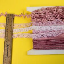 Cordón de banda elástica de encaje festoneado a mano rosa blanco floral de colección segunda mano  Embacar hacia Argentina
