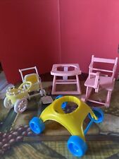 VTG 1988 Galoob Bouncin Baby Doll Pink Plastic Walker, Rocker, Carriage Lot 5 for sale  Shipping to South Africa