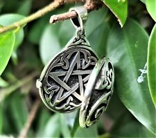 Triskelion Pentagram Locket Pendant 925 STERLING SILVER Pentacle Occult Talisman, used for sale  Shipping to South Africa
