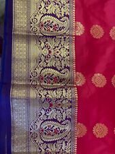 gold sheer saree fabric blue for sale  Santa Clara