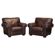 PAIR OF LARGE COMFORTABLE BROWN LEATHER ARMCHAIRS, MATCHING SOFA AVAILABLE for sale  Shipping to South Africa