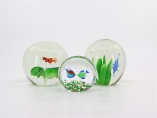 Set of 3 Tagliapietra Murano Art Glass Paperweights Fish w Controlled Bubbles , used for sale  Shipping to South Africa