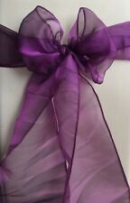 ORGANZA CHAIR SASHES COVER BOW WEDDING PARTY DECORATION EVENT PLUM High Quality, used for sale  Shipping to South Africa