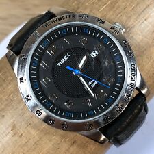 Timex relógio masculino Indiglo taquímetro quartzo analógico pulseira de couro preto comprar usado  Enviando para Brazil