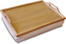 Portable Wooden Breakfast,Food,Laptop Table Lap Tray with Cushion Bean Bag Beige for sale  Shipping to South Africa