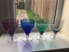 Vintage Retro Set Of 4 Clear Stemmed Harlequin Coloured Wine/Cocktail Glasses for sale  Shipping to South Africa