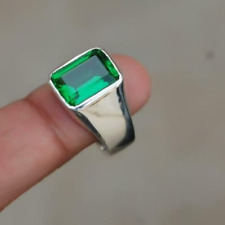 925 Sterling Silver Natural Certified 7.25 Ct Emerald Handmade Mens Ring for sale  Shipping to South Africa