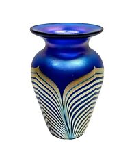 Used, Steven Correia Pulled Feather Blue Iridescent Vintage Vase 4 3/8" Excellent Cond for sale  Shipping to South Africa