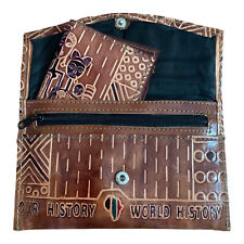 El embrague de cuero incluye billetera plegable inspiradora tribal artesanal internacional segunda mano  Embacar hacia Argentina
