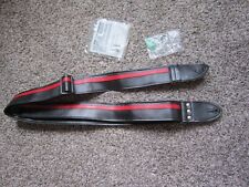 COUCH GUITAR STRAP LEATHER BLACK RED STRIPE GENTLY USED W/ BONUS STRINGS & PICKS, used for sale  Shipping to South Africa