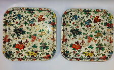 2 Vintage Daher Ware 14" Decorated Tin Trays Serving Plate Snack Trinkets Floral for sale  Shipping to South Africa