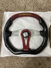 MOMO Steering Wheel Trek Red  Leather 350mm  Used Authentic Racing 6 Bolt for sale  Shipping to South Africa