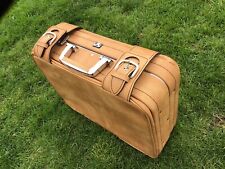 Vintage Tan Travel Case Suitcase Bag Hand Luggage Retro Kitsch 1970s With Key for sale  Shipping to South Africa