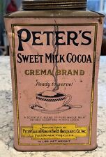 Usado, Alrededor de 1930 Peter's Sweet Milk Cacao Grande 10 Libras Estaño - Fulton Nueva York EE. UU. segunda mano  Embacar hacia Argentina