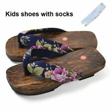 Toddler Boys Slippers Wooden Japan Geta Clogs  Flip Flops Floral Print  Sandals for sale  Shipping to South Africa