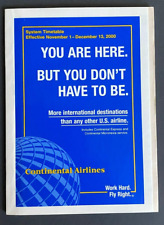 Continental airlines timetable for sale  Chagrin Falls