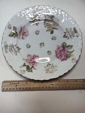 Decorative Floral Plate Gold Rimmed 10in Diameter Pink, White And Gold Flowers, used for sale  Shipping to South Africa