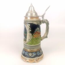Vintage German Musical Beer Stein Tankard Hand-painted Relief Art Oberammergau for sale  Shipping to South Africa
