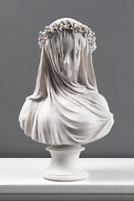 Veiled Lady Bust Statue / Maiden Marble Sculpture - Made in Europe 13.9"/ 35.5cm for sale  Shipping to Canada