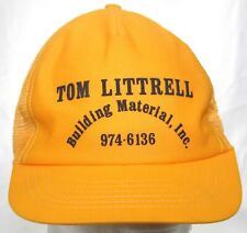VTG 80s Tom Littrell Building Material Inc. Trucker Hat Made in USA Snapback Cap for sale  Shipping to South Africa