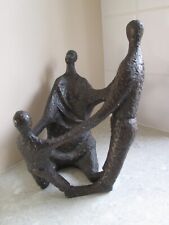 VINTAGE COLD CAST BRONZE SCULPTURE - 'FAMILY' - MOTHER FATHER & CHILD C.1980's, used for sale  Shipping to South Africa