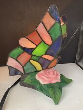 Usado, Abajur de mesa borboleta rosa flor estilo Tiffany vitral luz noturna comprar usado  Enviando para Brazil
