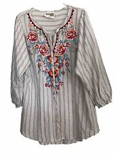 Blusa túnica Savannah Jane para mujer 100 % algodón boho campesina bordada S segunda mano  Embacar hacia Argentina