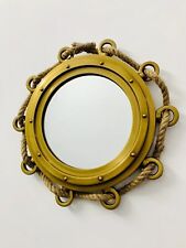 Espejo antiguo de cuerda de yute de 15" con ojo de buey espejo estilo náutico decoración de hogar y oficina, usado segunda mano  Embacar hacia Argentina