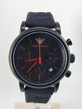 Impresionante reloj de pulsera Emporio Armani para hombre cronógrafo esfera negra silicio negro segunda mano  Embacar hacia Argentina