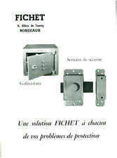 Publicité ancienne coffres-forts serrures.Fichet 1964 issue de magazine d'occasion  France
