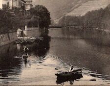 Cartão postal de remo de dois barcos canoas no rio Nahe Bad Kreuznach menino homem em pé comprar usado  Enviando para Brazil