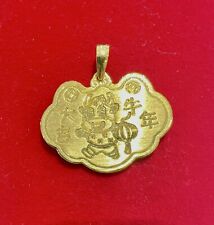 Pingente de boi/vaca de ouro amarelo 24K com caracteres chineses comprar usado  Enviando para Brazil