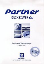 Peugeot Partner Quiksilver Preisliste 2000 1.3.00 D price list prijslijst comprar usado  Enviando para Brazil
