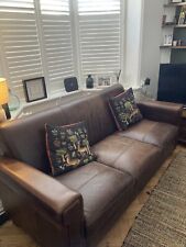 3 Seater Leather Sofa - Dark Brown DFS Modern Style/office Style/ Italian Style for sale  HORSHAM