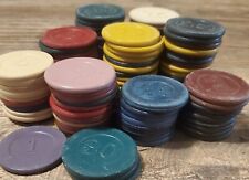 Lot of 111 Old Antique Numeral Number Denominated Engraved Clay Poker Chip Chips for sale  Shipping to South Africa