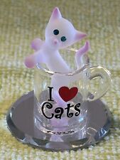 Estatueta Glass Baron Frosted Kitty Cup S2 418 Swarovski Handblown “I ❤️ Cats” comprar usado  Enviando para Brazil