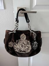 Bolsa de ombro feminina Juicy Couture vintage Y2K marrom veludo corrente comprar usado  Enviando para Brazil