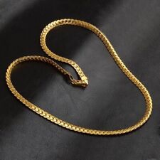 Stainless Steel Men's Boy 18K Gold Plated Curb Cuban Chain Necklace Jewelry 20" for sale  Shipping to South Africa