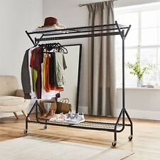 Clothes Rail 5ft x 5ft Black Heavy Duty Hanging Clothes Shoes Hat Garment Rack for sale  Shipping to South Africa